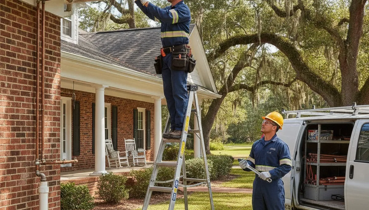 Plumber repairing pipe in Wilmington, NC for residential plumbing service